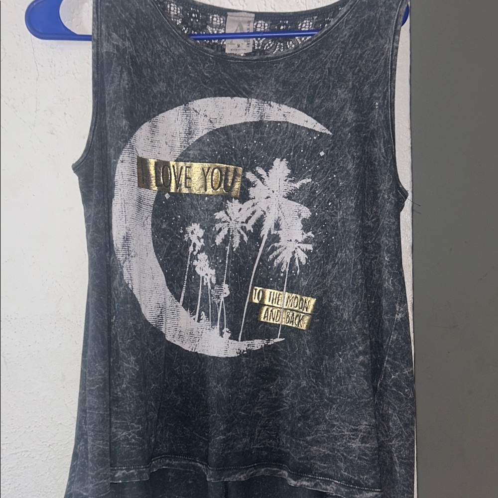 American Age Black and White Graphic Tank Top